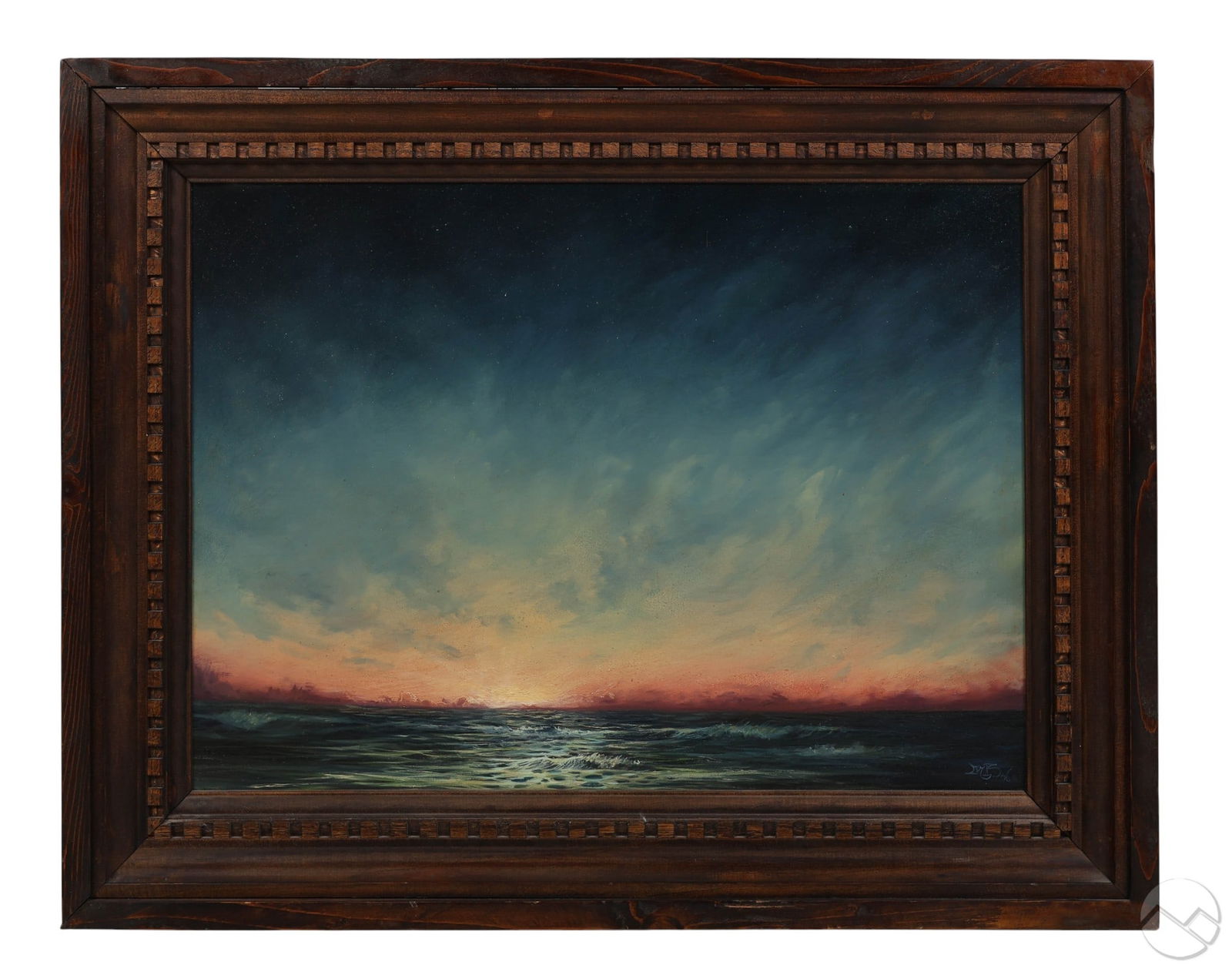 Seascape Sunrise Sunset Horizon Painting SIGNED (1 of 4)