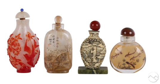 Chinese Cameo & Reverse Painted Snuff Bottle LOT