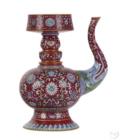 Chinese Enameled Porcelain Dragon Spout Teapot