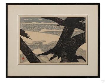 Japanese Winter Landscape Woodblock Print SIGNED