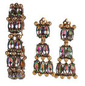 Schiaparelli Watermelon Crystal Bracelet Earrings