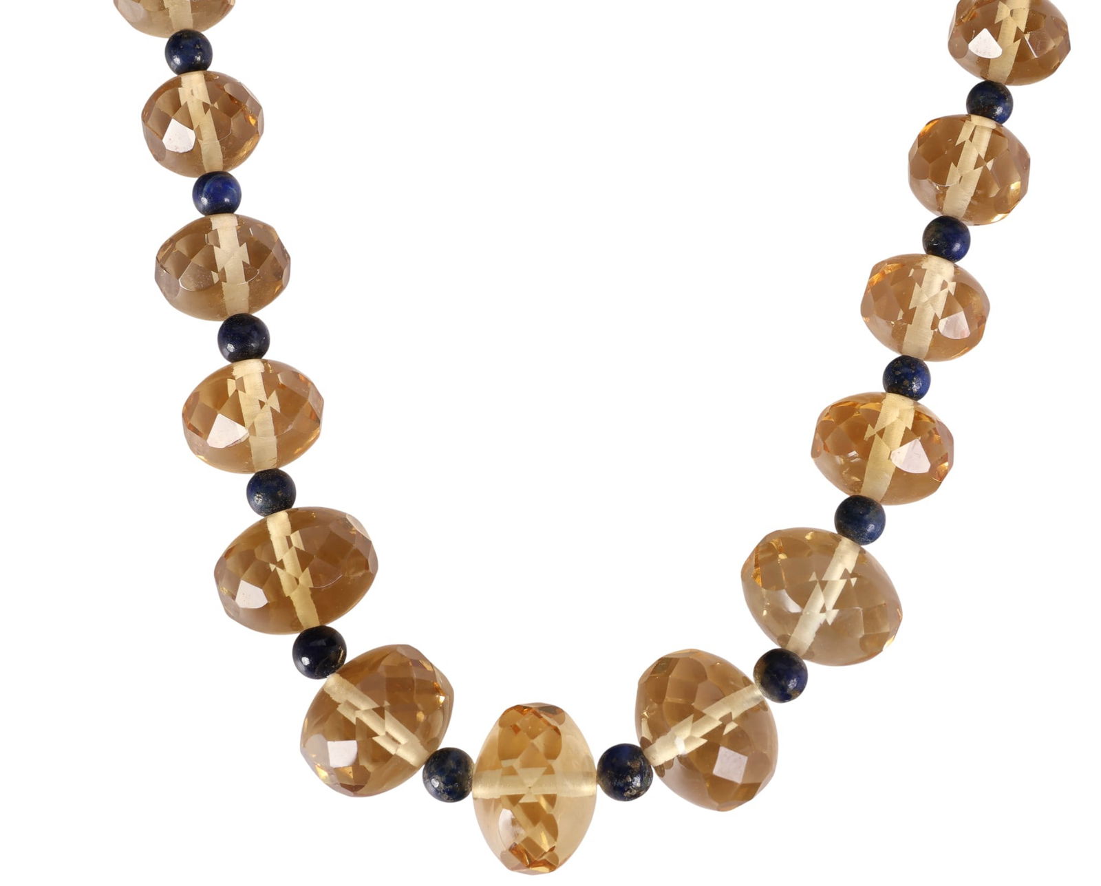 Vintage Citrine and Sodalite Beaded Necklace 1940s (1 of 6)
