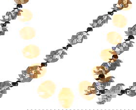 Vintage Citrine and Sodalite Beaded Necklace 1940s: Vintage semi-precious stone beaded necklace, circa 1940s. Featuring alternating carved citrine and sodalite beads. The citrine beads are graduated in size, flattened oval in shape, with central faceti