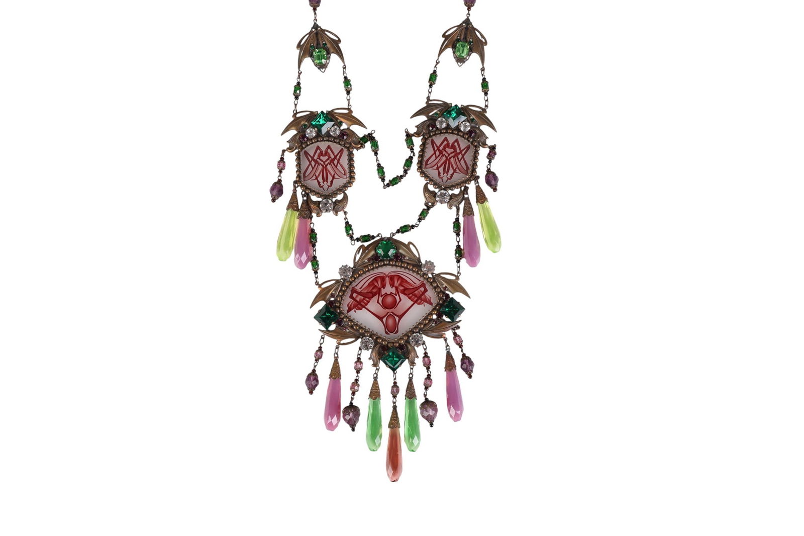 Czech 20s Egyptian Revival Crystal Panel Necklace (1 of 7)