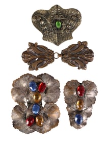 Antique Victorian 1880s Cut Steel & Glass Buckles