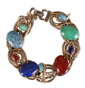 Vintage Kafin 1950s Art Glass Snake Link Bracelet