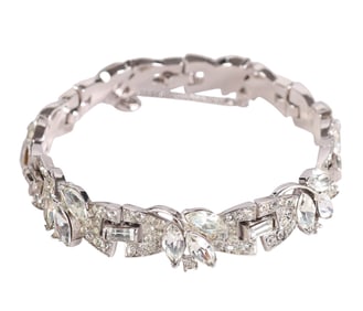 Trifari 1950s Alfred Philippe Crystal Bow Bracelet