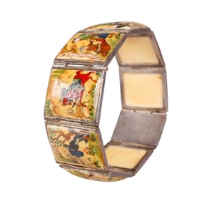 Persian 1920s H-Painted Storyteller Panel Bracelet