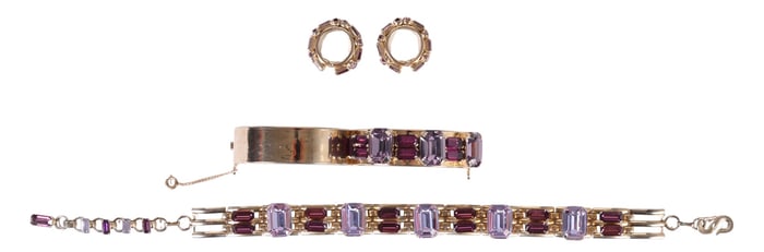 Schiaparelli 1950s Color Change Crystal Parure SET