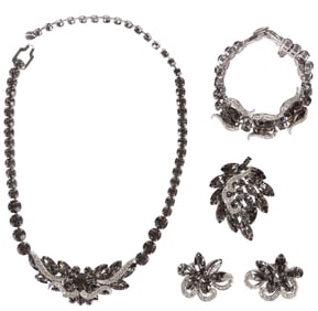 Weiss 1950s Black Diamond Crystal Grand Parure SET