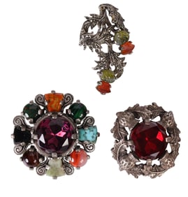 Miracle 1960s Scottish Art Glass Brooch 3pc LOT