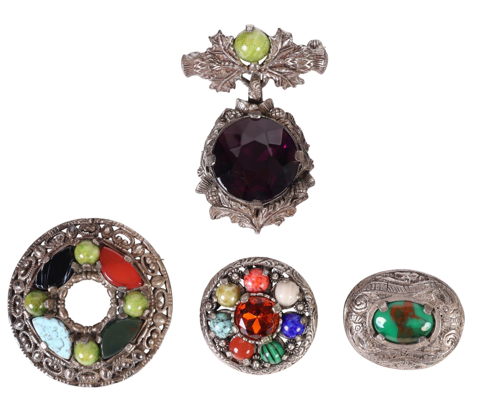 Miracle 1960s Scottish Art Glass Brooch 4pc. LOT (1 of 7)