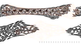 Edwardian 1900s Sterling Crystal Bar Brooch SET: Edwardian, a pair of sterling silver and crystal bar brooches, circa 1900s. The first brooch features an elongated openwork design with a combination of serrated-bezel-set and pave-set clear crystals,