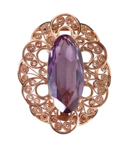 40s 14k Gold Color Change Sapphire Brooch Pendant