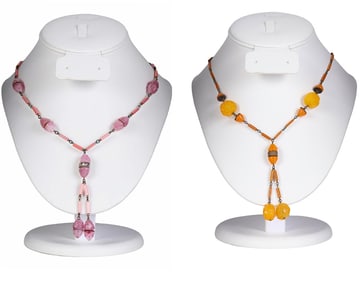 French 20s Art Deco Molded Glass Negligee Necklace