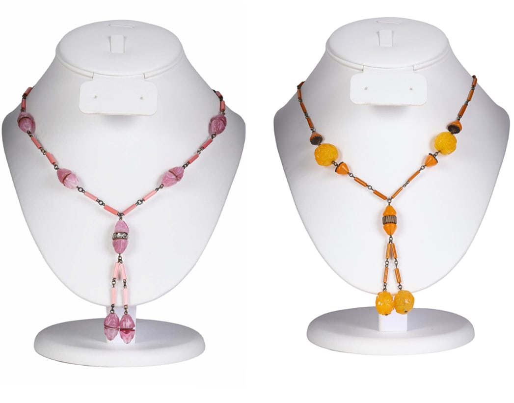 French 20s Art Deco Molded Glass Negligee Necklace (1 of 9)