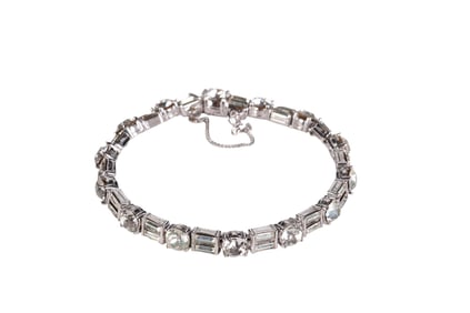 Vintage Ciner 50s Rhodium Crystal Tennis Bracelet