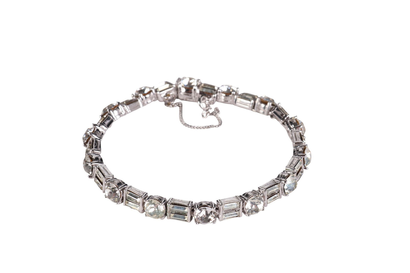 Vintage Ciner 50s Rhodium Crystal Tennis Bracelet (1 of 6)