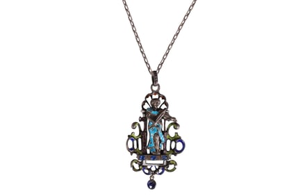 Austro-Hungarian Sterling Enamel Violinist Pendant