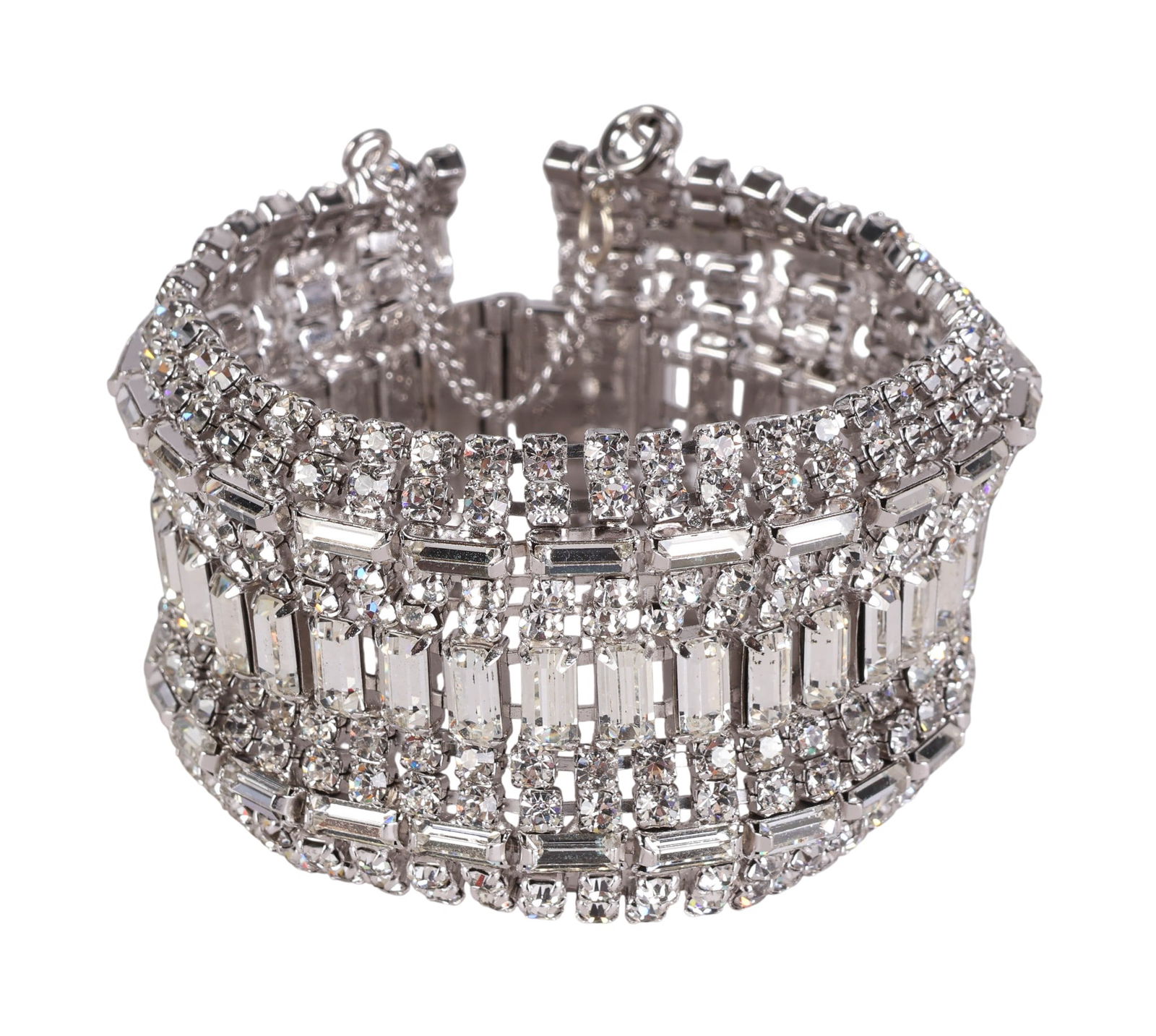 Weiss 1950s Massive Clear Crystal Link Bracelet (1 of 6)