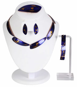 Marco 1960s Copper Enamel MCM Jewelry Suite w/ BOX