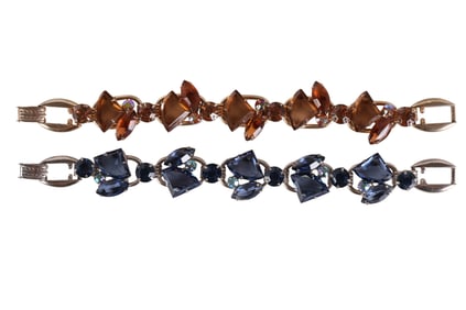 Juliana D&E Pair 1960s Crystal Five-Link Bracelets