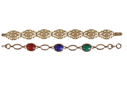 Art Deco 1930s Gold and Sterling Link Bracelets