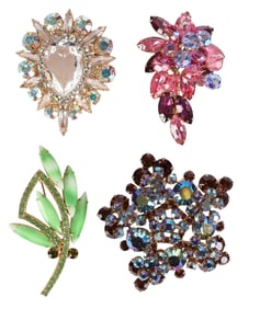 60s Juliana DeLizza & Elster Crystal Brooches LOT