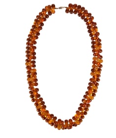 1940s Vintage Amber Crystal Spiral Beaded Necklace