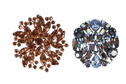 Vintage Schreiner and Weiss 1950s Crystal Brooches