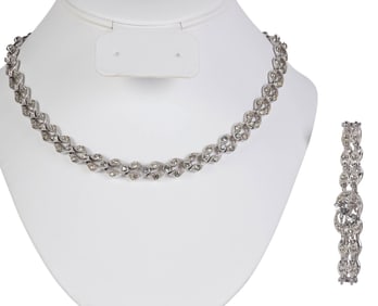 Bogoff 50s Rhodium Crystal Necklace & Bracelet SET