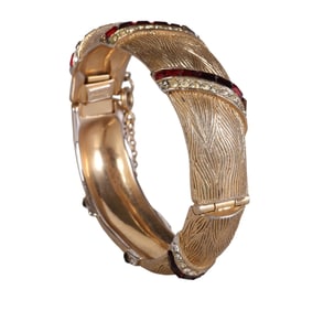 CoroCraft Vintage 50s Ruby Crystal Bangle Bracelet