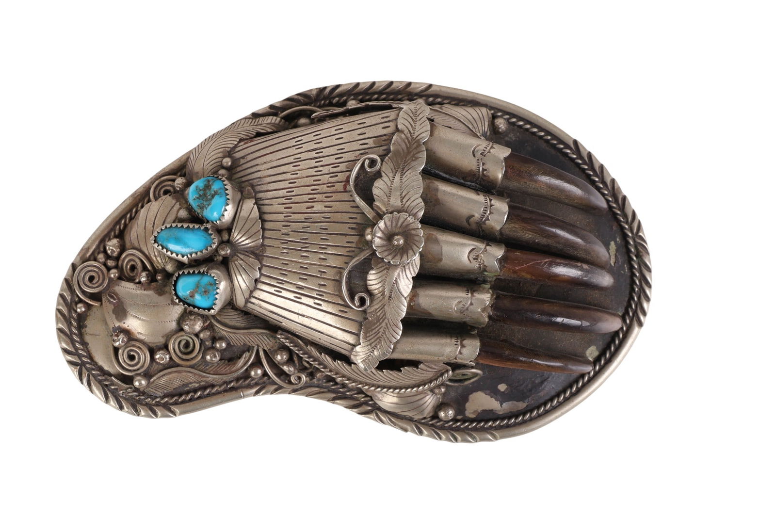Native American 1950s-60s Sterling Bear Paw Buckle (1 of 8)