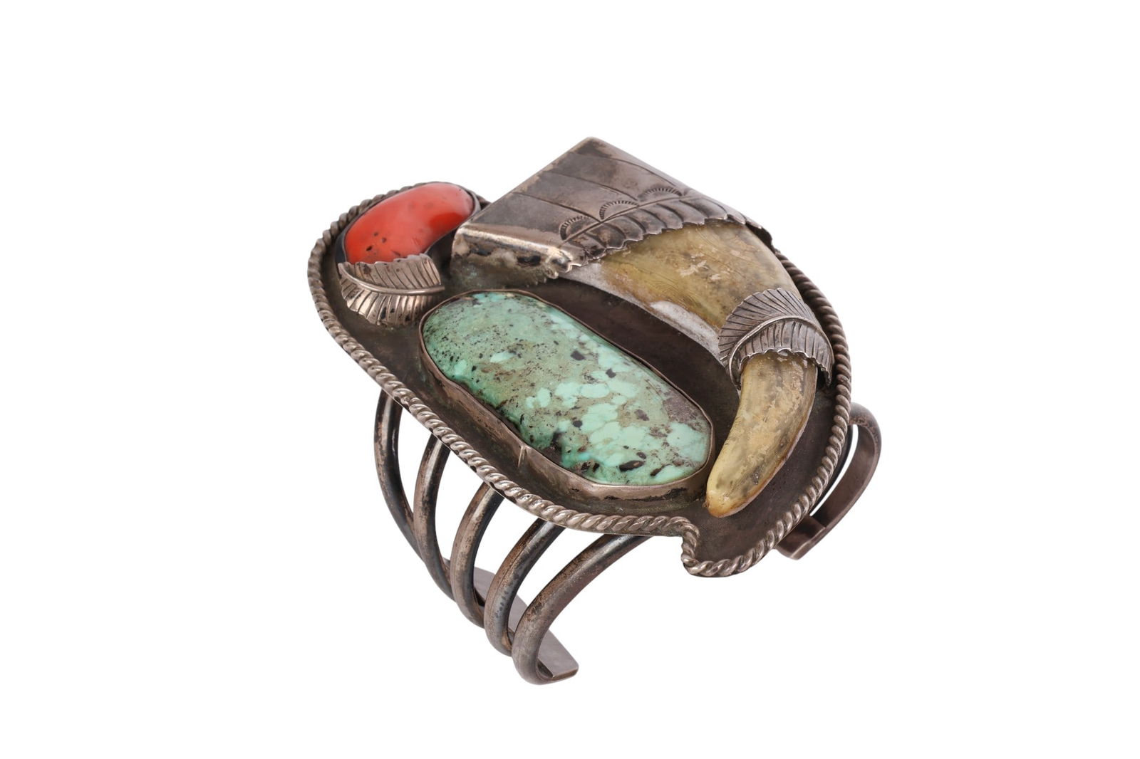 Native American 30s-40s Massive Claw Cuff Bracelet (1 of 8)