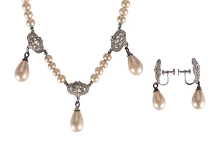 Elgin American Pearl Sterling & Crystal BOXED SET