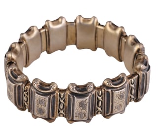 Victorian 1880s Sterling Expansion Bangle Bracelet