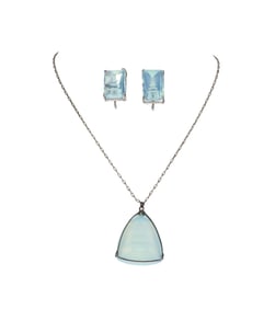 40s Sterling Opalescent Crystal Pendant Earrings