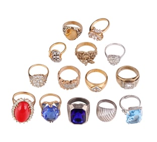 1970s Designer Costume & Men's Rings 14 PIECE LOT