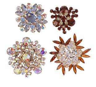 Vintage 1960s D&E Juliana Crystal Brooch 4pc LOT