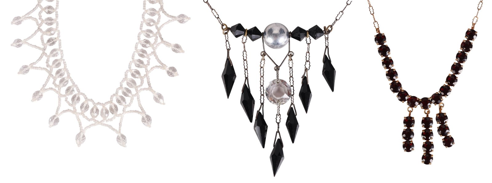 Antique Edwardian c.1910 Crystal Necklace 3pc LOT (1 of 14)