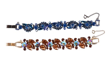 60s Vintage D&E Juliana Crystal Bracelets 2pc LOT