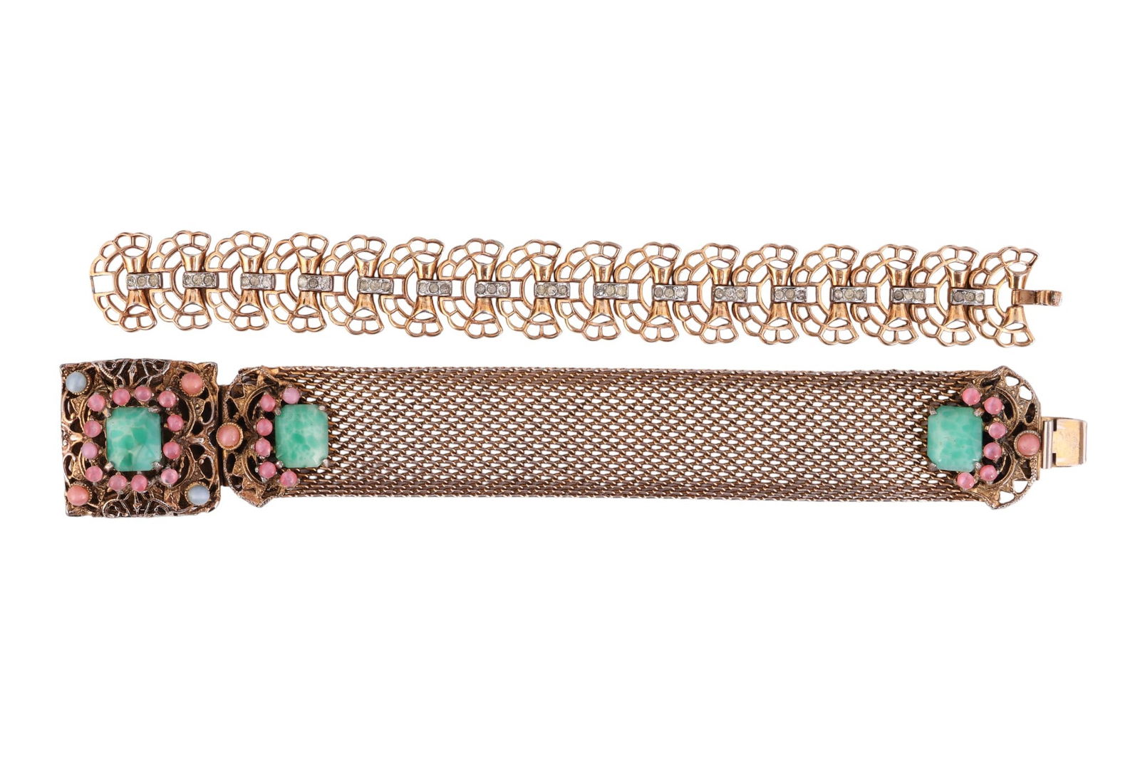 Vintage Art Glass & Crystal Link & Mesh Bracelets (1 of 10)