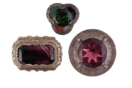 60s Vintage Miracle Scottish Art Glass Brooch LOT