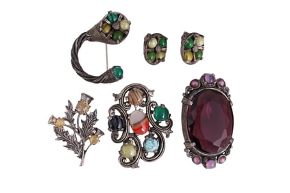 1960s VTG Miracle Art Glass Brooch 6pc Estate LOT