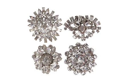 Vintage 1950s Designer Crystal Rhinestone Brooches