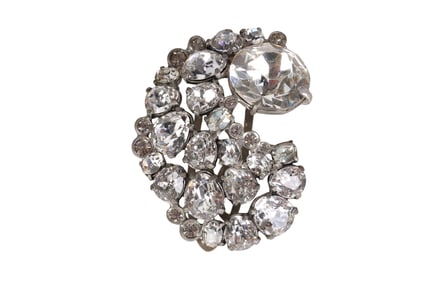 VTG 1940s Ronte Massive Crystal Dress Clip Brooch