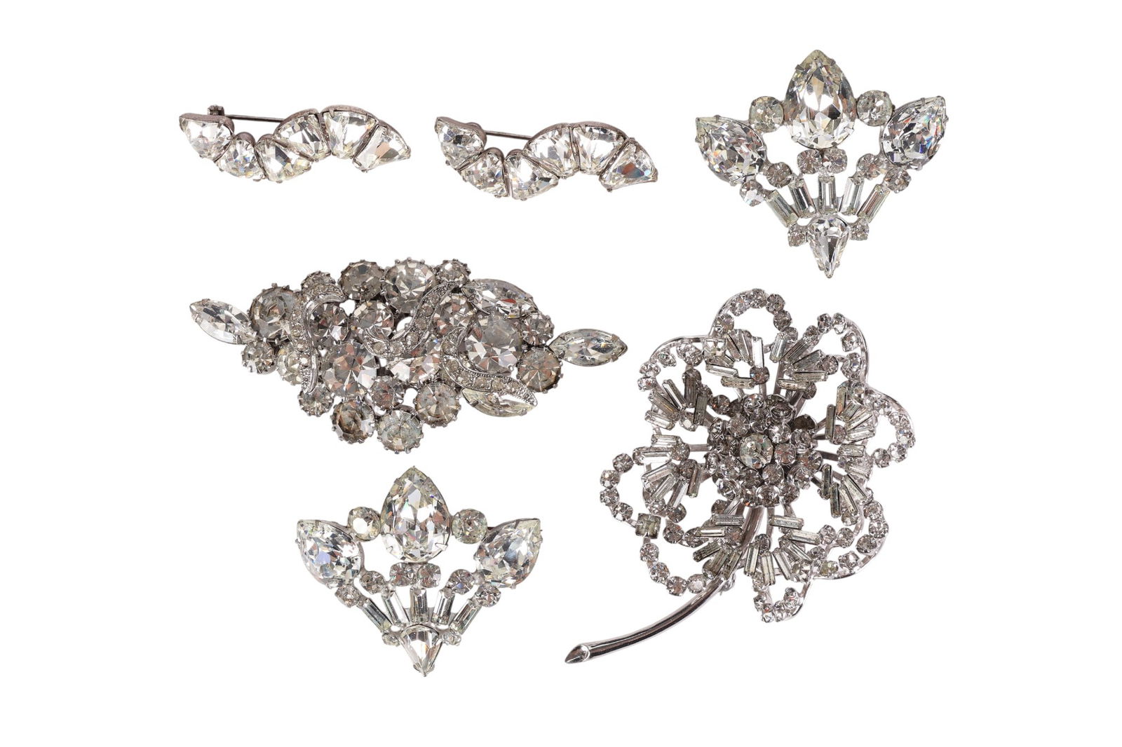 Vintage Crystal Rhinestone Brooches with Pairs LOT (1 of 7)