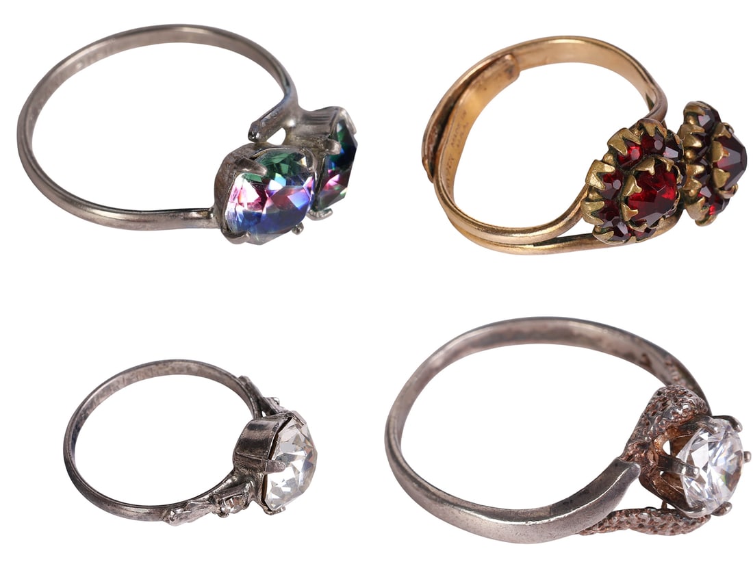 1930s Designer Art Deco Sterling Ring 4 Piece LOT (1 of 9)