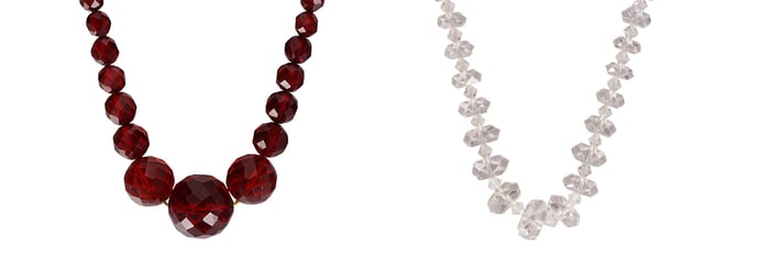 Art Deco Rock Crystal & Cherry Bakelite Necklaces