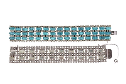 Vintage Designer Wide Crystal Rhinestone Bracelets